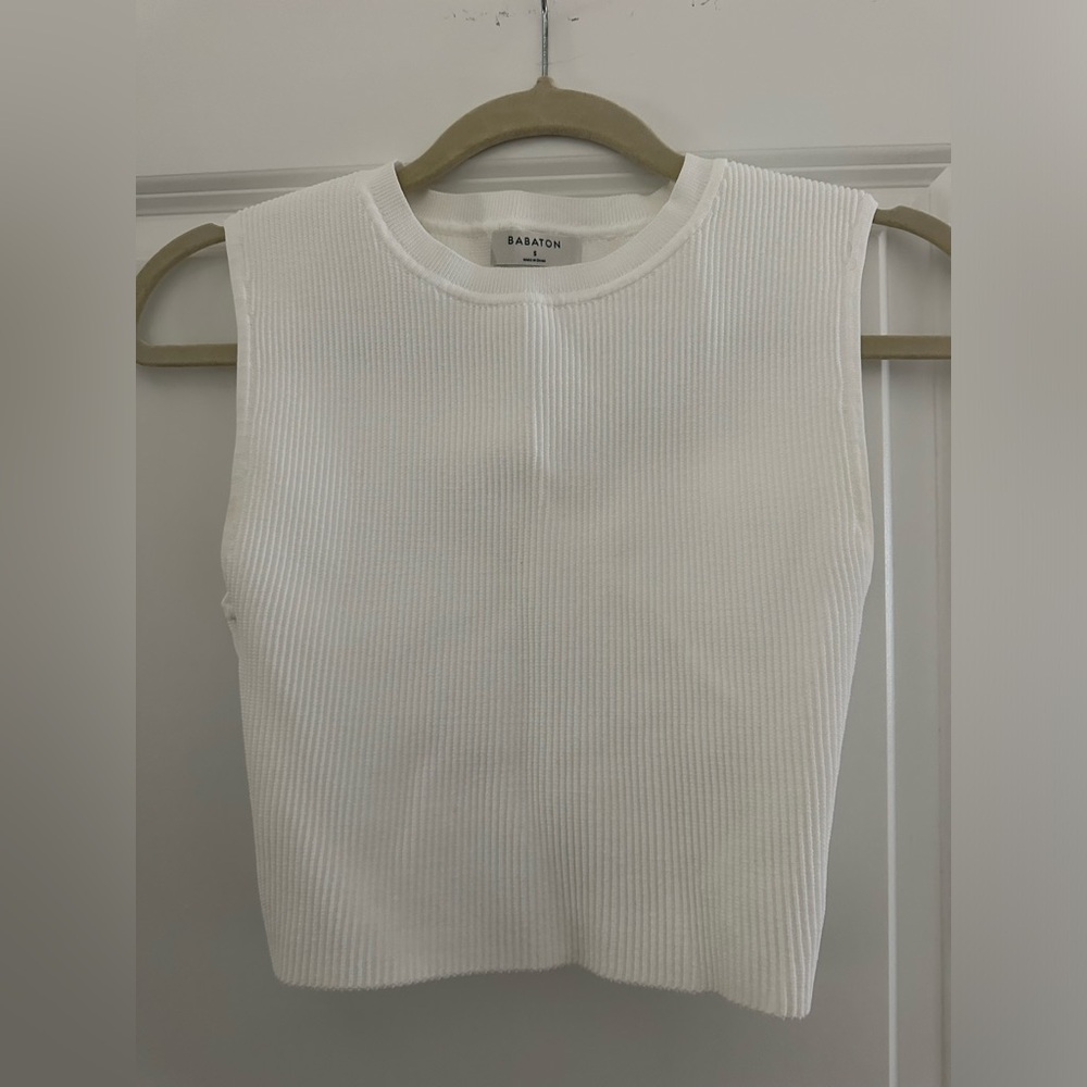 Aritzia babaton white ribbed tank small